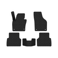 Коврики с экокожи в салон Tiguan (NF) AT Volkswagen 2007-2018 1 поколение SUV USA EVAtech  ECO Экокожа черная c черной ниткой черный кант