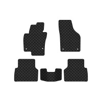 Коврики с экокожи в салон Tiguan (NF) MT Volkswagen 2007-2018 1 поколение SUV EU EVAtech  ECO Экокожа черная c черной ниткой черный кант