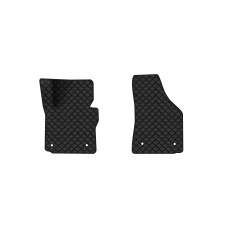 Коврики с экокожи в салон Caddy (2K) 3-doors Volkswagen 2004-2015 3 поколение Minivan EU EVAtech  ECO Экокожа черная c черной ниткой черный кант
