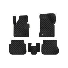Коврики с экокожи в салон Caddy (2K) 3-doors Volkswagen 2004-2015 3 поколение Minivan EU EVAtech  ECO Экокожа черная c черной ниткой черный кант