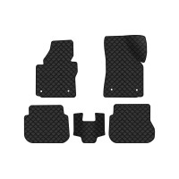 Коврики с экокожи в салон Caddy (2K) 3-doors Volkswagen 2004-2015 3 поколение Minivan EU EVAtech  ECO Экокожа черная c черной ниткой черный кант
