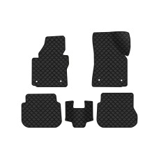 Коврики с экокожи в салон Caddy (2K) 3-doors Volkswagen 2004-2015 3 поколение Minivan EU EVAtech  ECO Экокожа черная c черной ниткой черный кант
