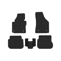 Коврики с экокожи в салон Caddy (2K) 3-doors Volkswagen 2004-2015 3 поколение Minivan EU EVAtech  ECO Экокожа черная c черной ниткой черный кант