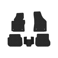 Коврики с экокожи в салон Caddy (2K) 3-doors Volkswagen 2004-2015 3 поколение Minivan EU EVAtech  ECO Экокожа черная c черной ниткой черный кант