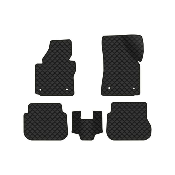 Коврики с экокожи в салон Caddy (2K) 3-doors Volkswagen 2004-2015 3 поколение Minivan EU EVAtech  ECO Экокожа черная c черной ниткой черный кант
