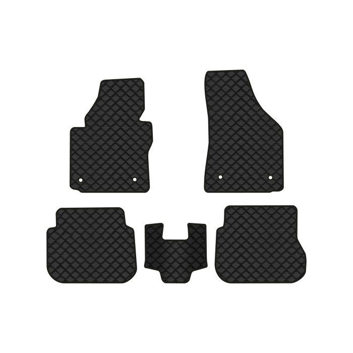 Коврики с экокожи в салон Caddy (2K) 3-doors Volkswagen 2004-2015 3 поколение Minivan EU EVAtech  ECO Экокожа черная c черной ниткой черный кант