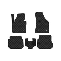 Коврики с экокожи в салон Caddy (2K) 3-doors Volkswagen 2004-2015 3 поколение Minivan EU EVAtech  ECO Экокожа черная c черной ниткой черный кант