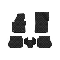 Коврики с экокожи в салон Caddy (2K) 4-doors Volkswagen 2004-2015 3 поколение Minivan EU EVAtech  ECO Экокожа черная c черной ниткой черный кант