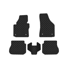 Коврики с экокожи в салон Caddy (2K) 4-doors Volkswagen 2004-2015 3 поколение Minivan EU EVAtech  ECO Экокожа черная c черной ниткой черный кант