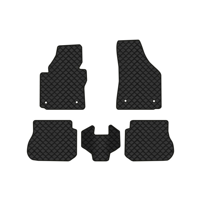 Коврики с экокожи в салон Caddy (2K) 4-doors Volkswagen 2004-2015 3 поколение Minivan EU EVAtech  ECO Экокожа черная c черной ниткой черный кант