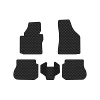 Коврики с экокожи в салон Caddy (2K) 4-doors Volkswagen 2004-2015 3 поколение Minivan EU EVAtech  ECO Экокожа черная c черной ниткой черный кант
